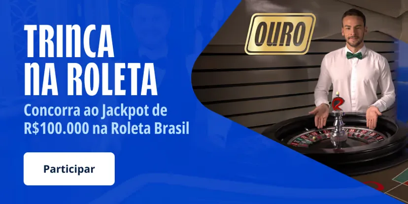 Banner do operador para uma promoção de roleta ao vivo conduzida por crupiê.