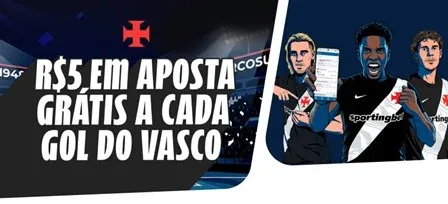 Banner promocional do operador anunciando aposta grátis a cada gol do Vasco.